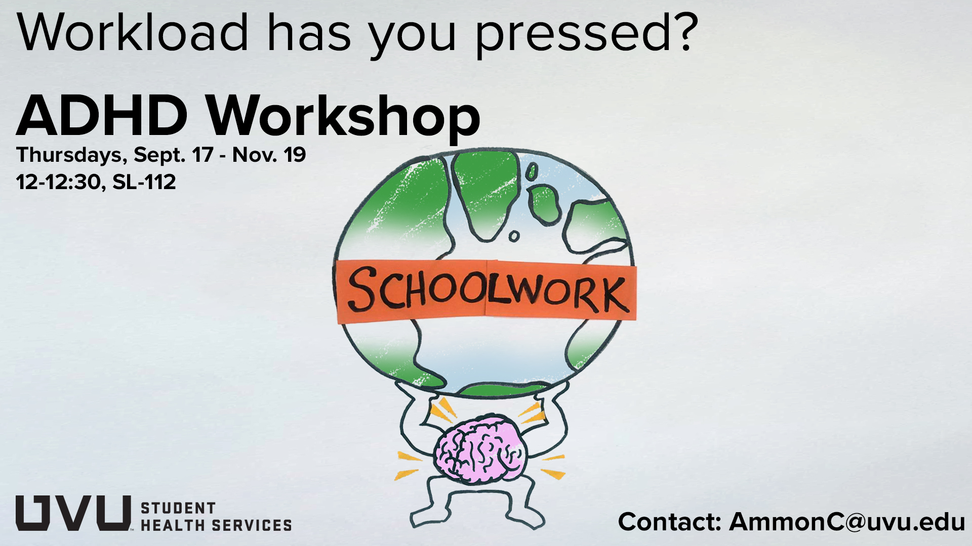Advertisment for the ADHD Workshop in landscape orientation
