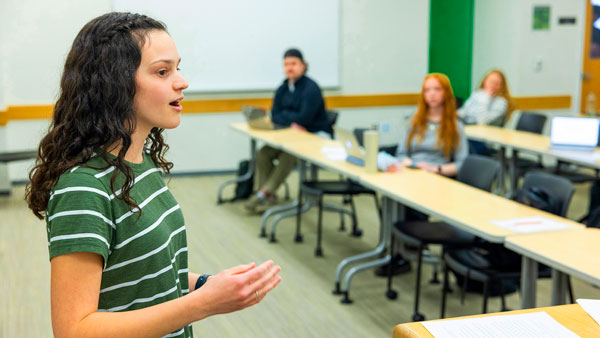 Student excercising their free speech rights while speaking in classroom