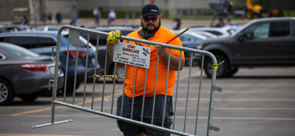 UVU facilities placing barriers for place restrictions on campus.