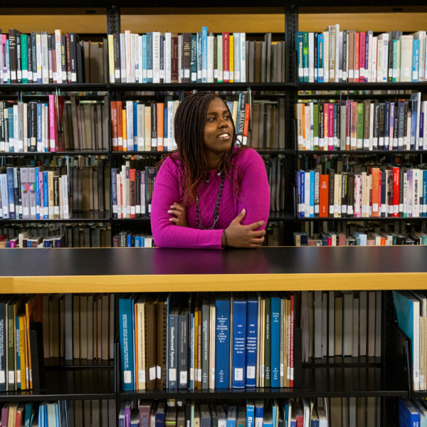 Student in the library