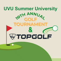 Ad showing a golf hole with red flag for the golf tournaments.