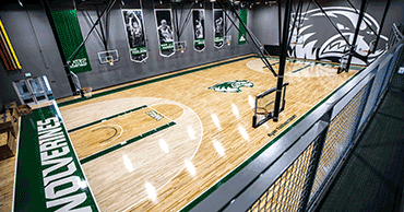NUVI Basketball Center, interior above court