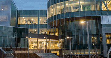 Student Life/Wellness, exterior building at night