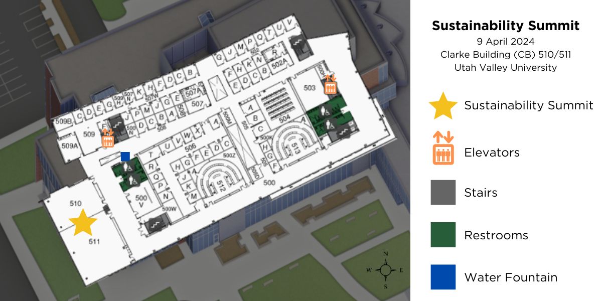 Interior map of UVU's Clarke Building, 5th floor