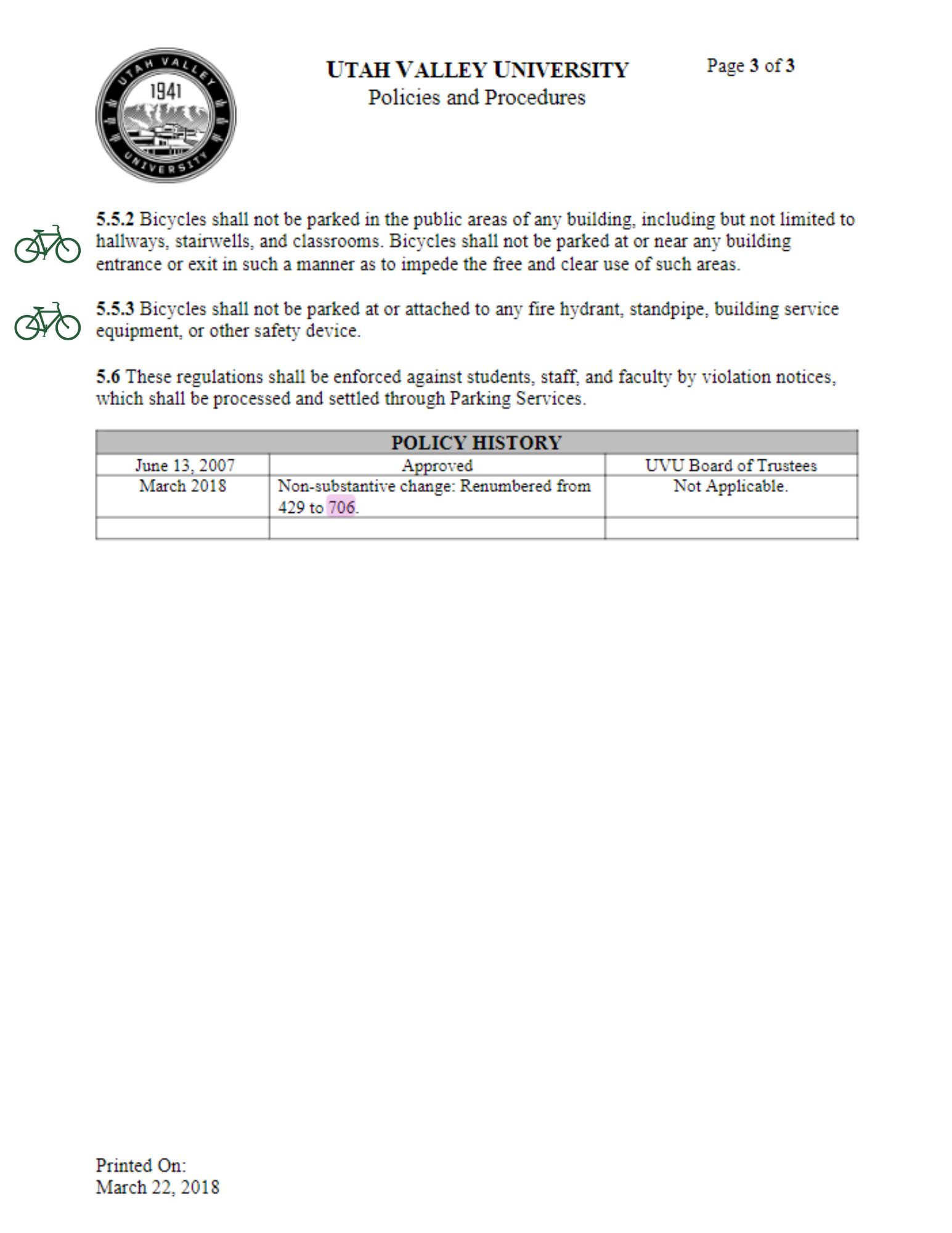 UVU Campus Walkway Safety Policy page three