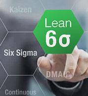 man pointing at shape that reads Lean Six Sigma