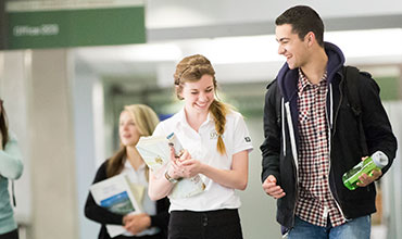 students walking on campus