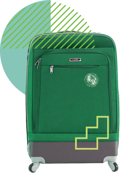 green uvu suitcase