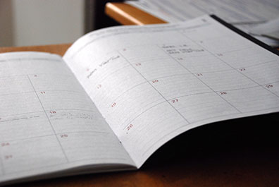 Open monthly calendar book