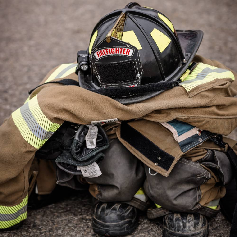 Firefighter outfit on the ground