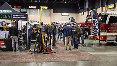 inside vendor hall showing exhibitors