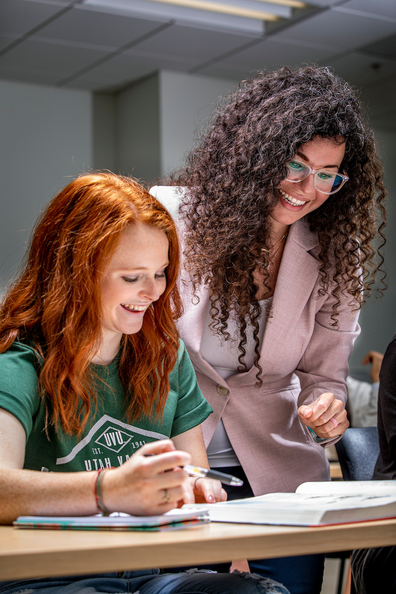 Student and Professor working together