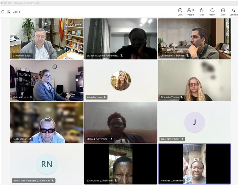 Utah Kenya meeting screenshot over Microsoft Teams