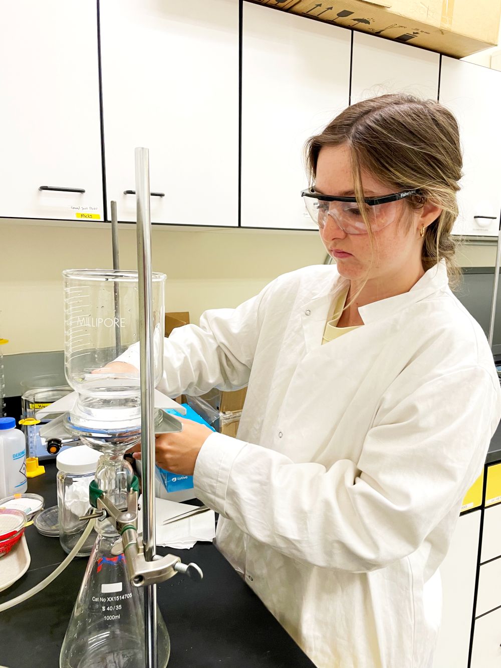 Student testing water samples
