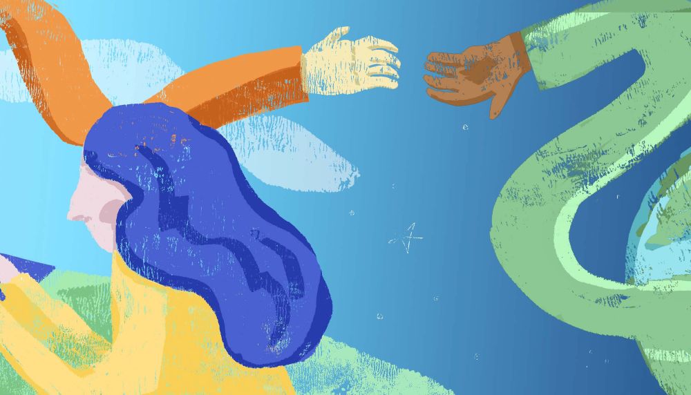 illustration of two hands stretching out towards each other