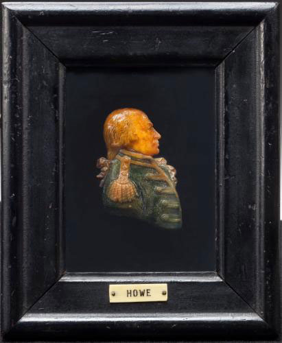 Image of Admiral Richard Howe framed in wax and wood