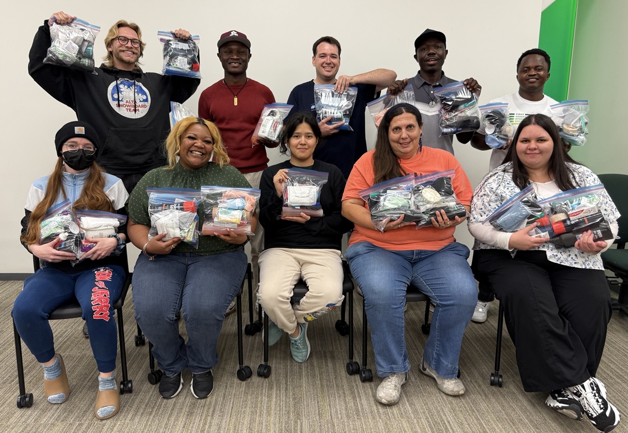 UIMF club members with the finished hygiene kits.