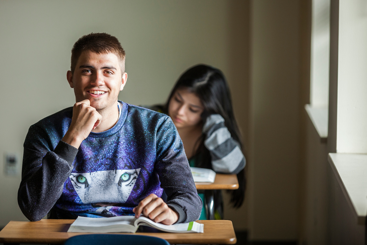 Student seated during class