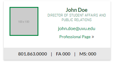 Example of a directory staff card.