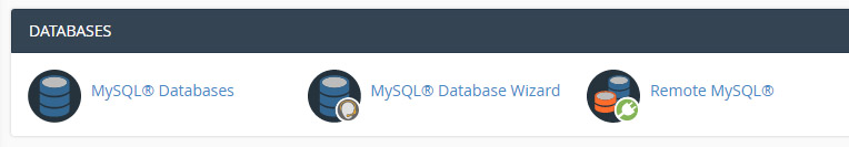 Databases section in cPanel.