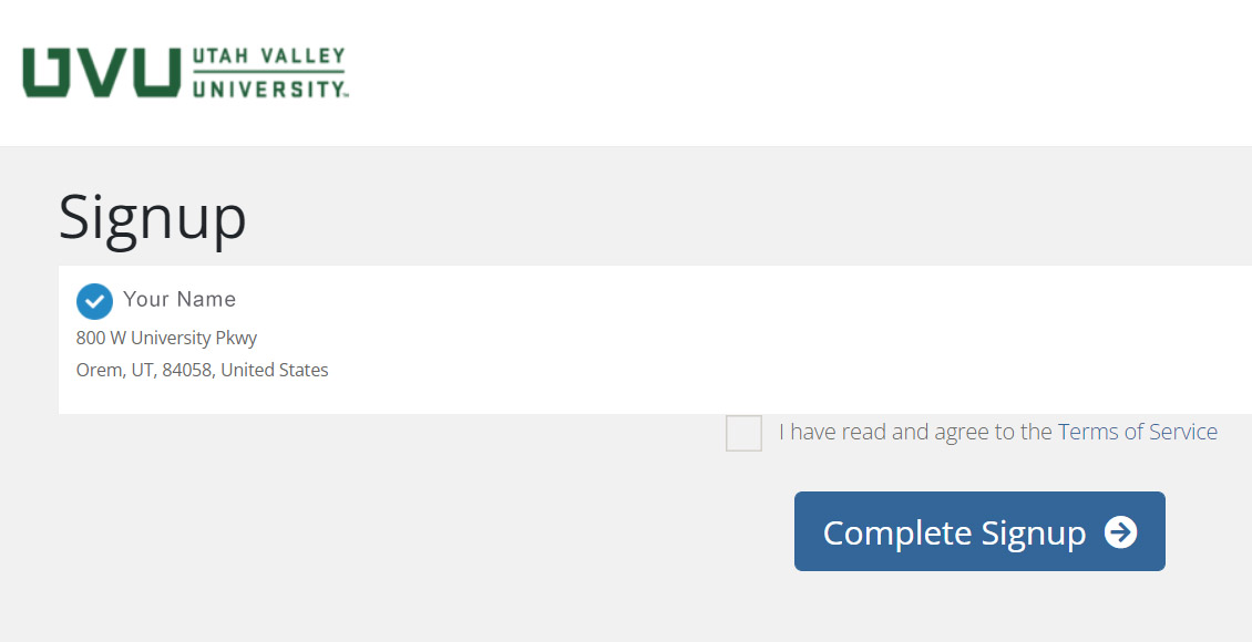 Screenshot with confirmation details and terms of service.