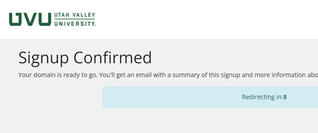 Signup confirmation.
