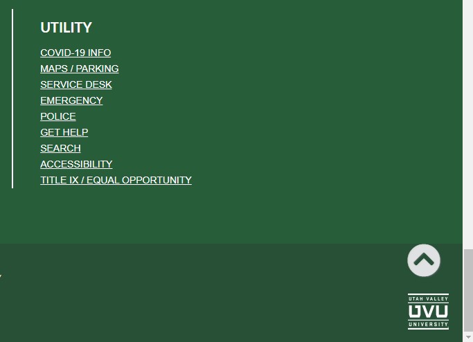 Screen capture of UVU logo at the bottom of the Content Hub website.