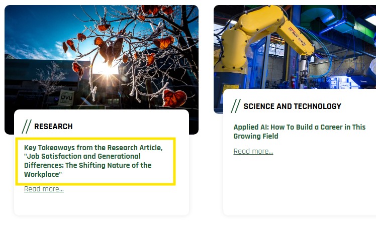 Screen capture of the Content Hub, showing Story Titles highlighted on a listing page.