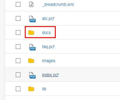 Select docs folder in Omni CMS