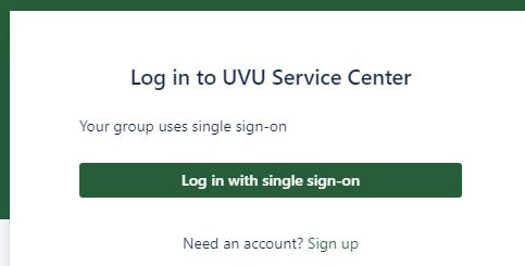 Screen capture showing button for single sign-on access