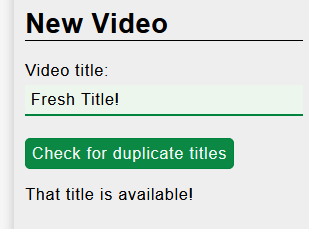 screenshot showing the use of the button to check for duplicate titles