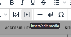 screenshot showing the button used to add video to a page in the editor