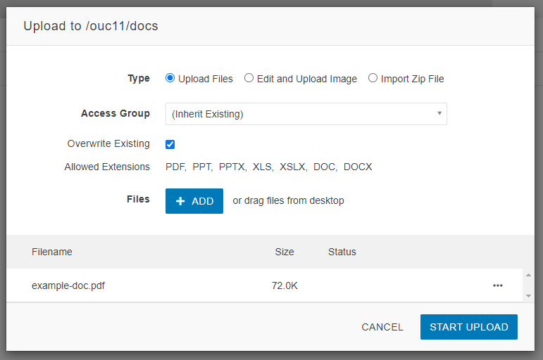 Upload the new file