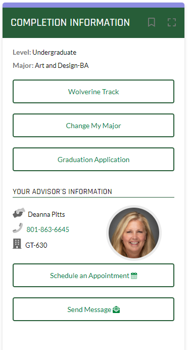 Advisor info on previous myUVU