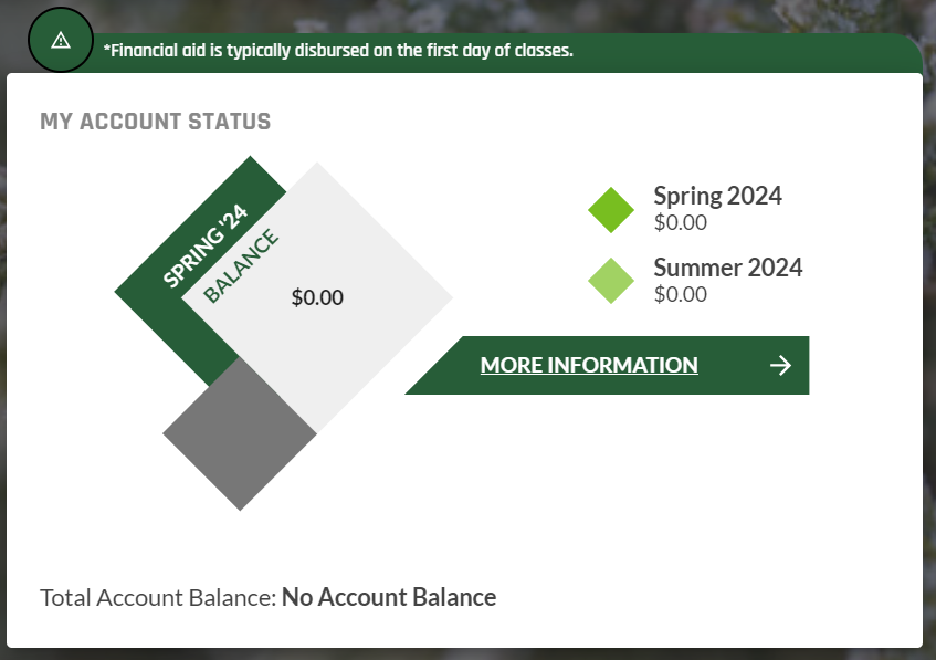 Account Payment on new myUVU