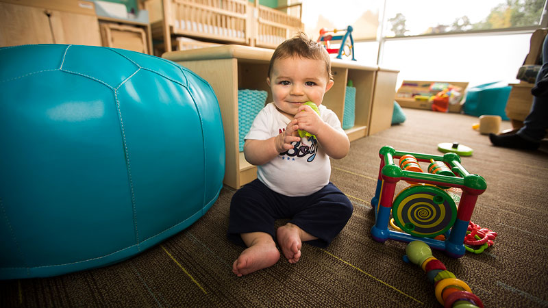 infant playing