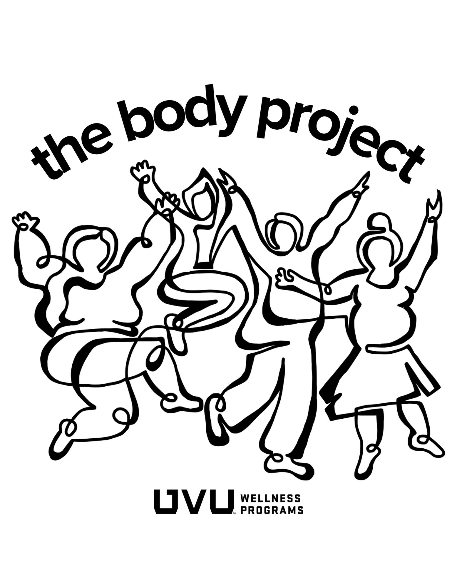 A logo for The Body Project with illustrations of diverse body types