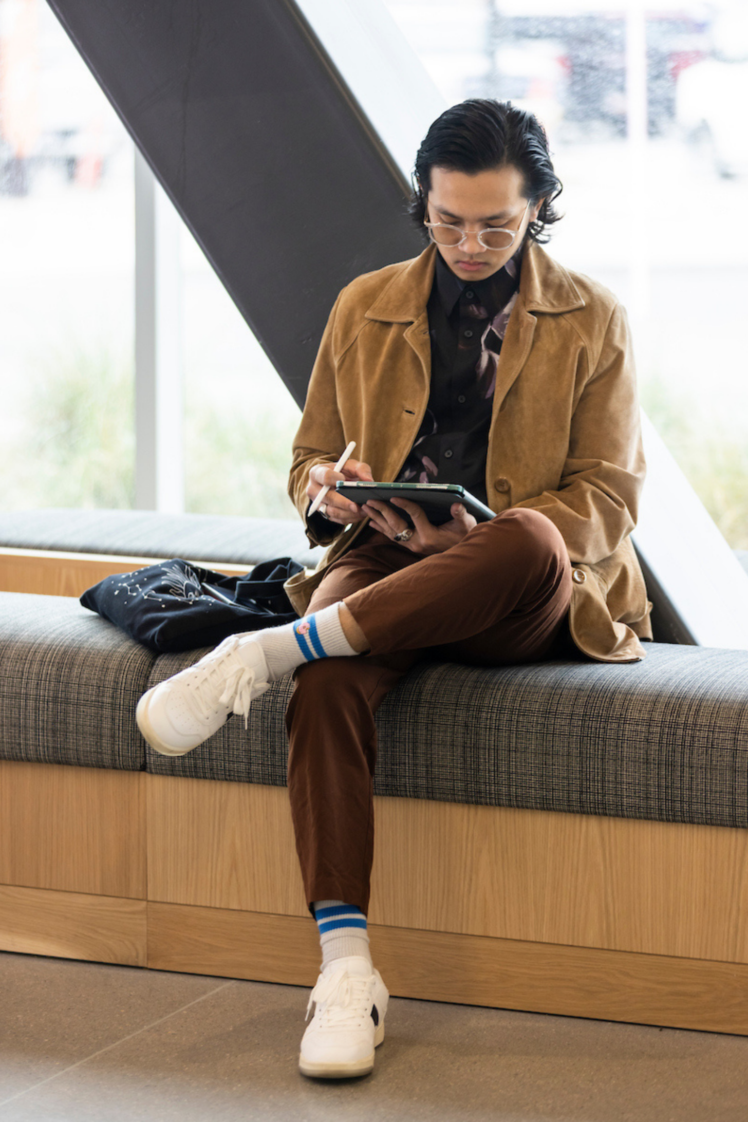 student working on tablet