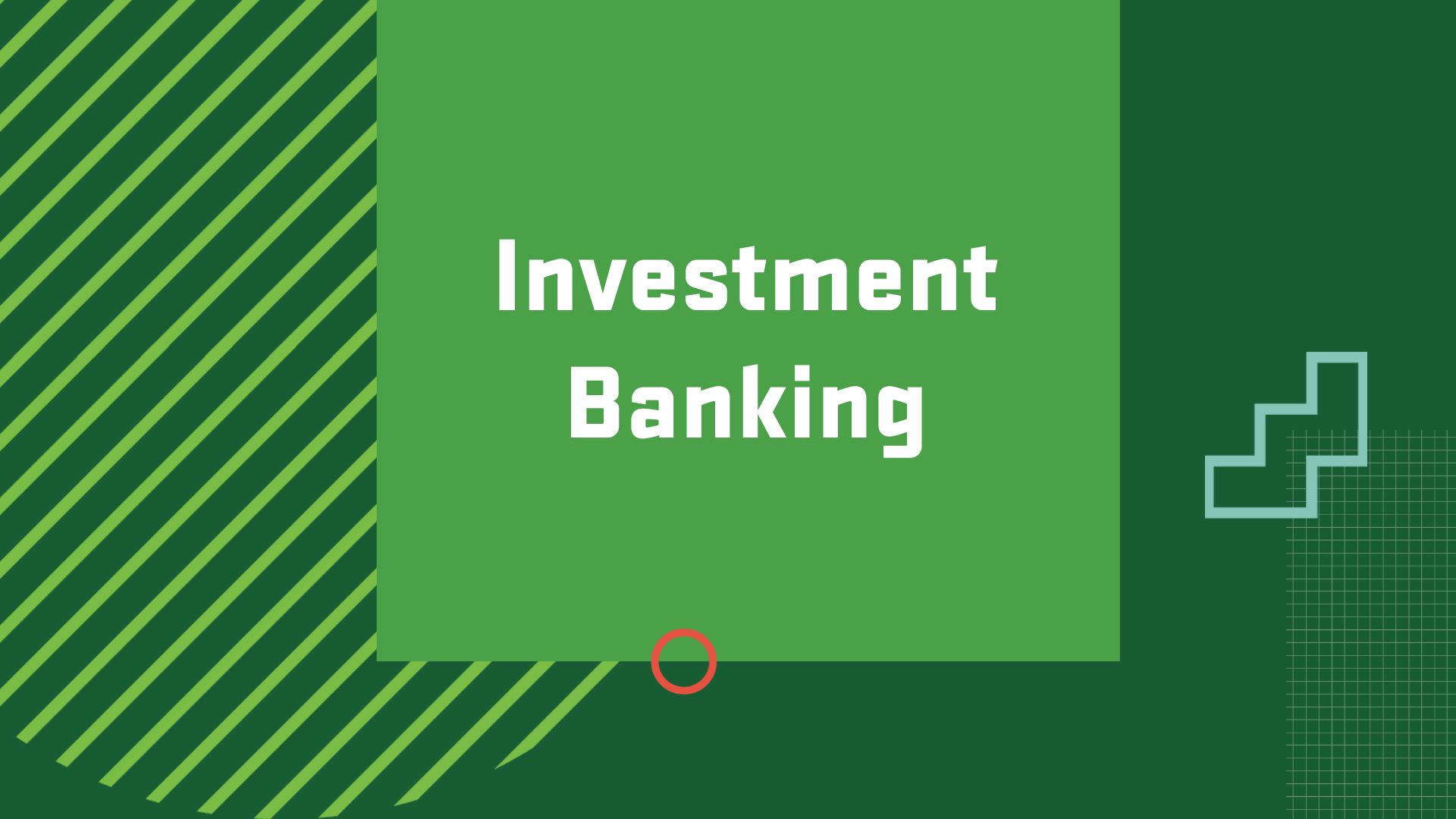 Graphic with the title of a career in Applied Economics, "Investment Banking"