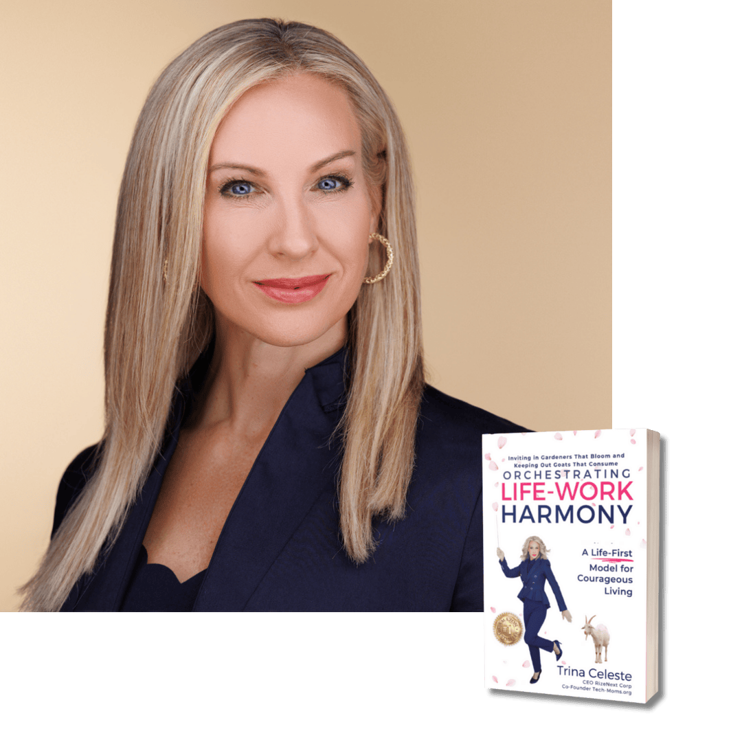 headshot of speaker and author trina celeste limpert with her book