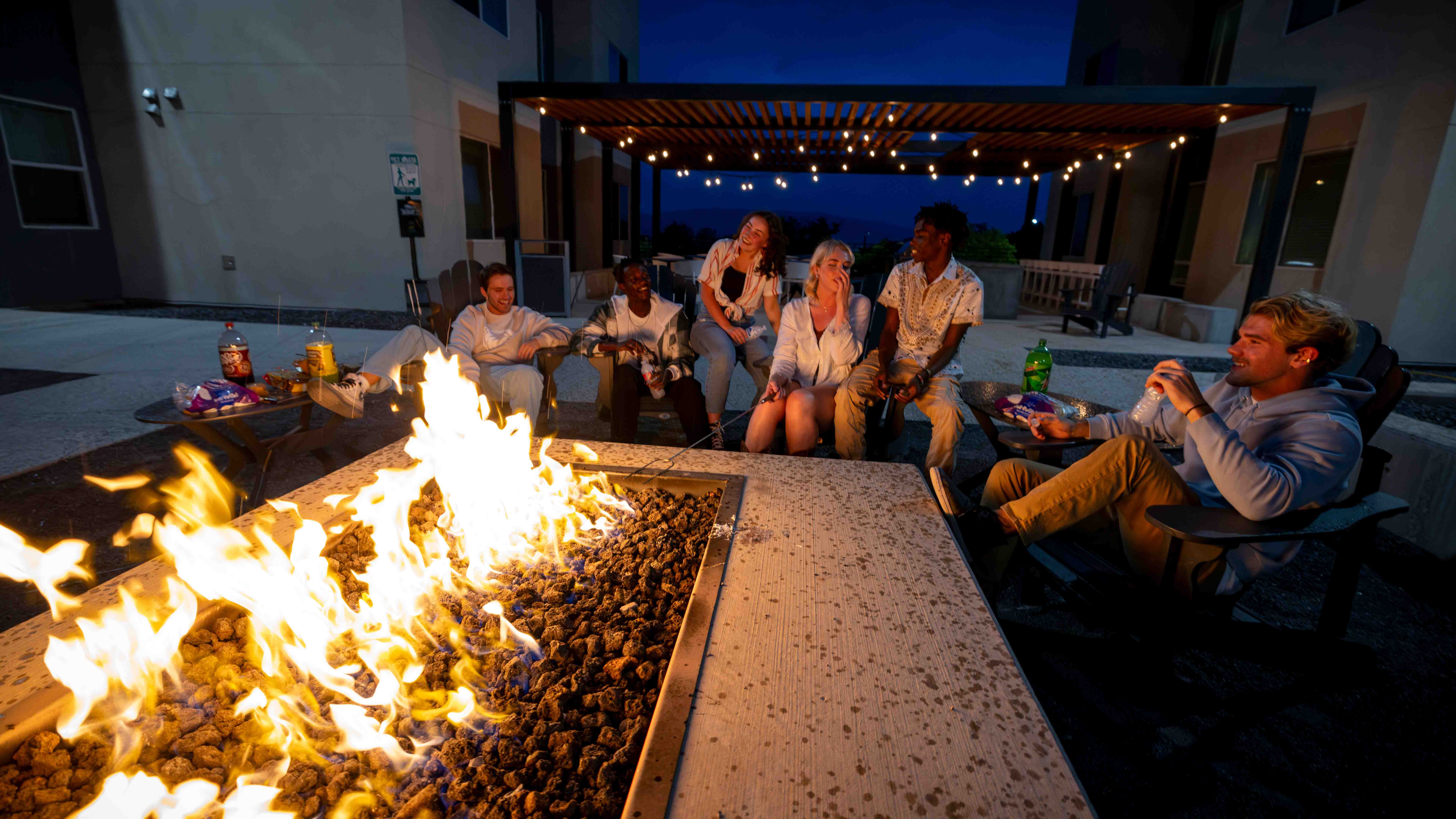 friends around the fire