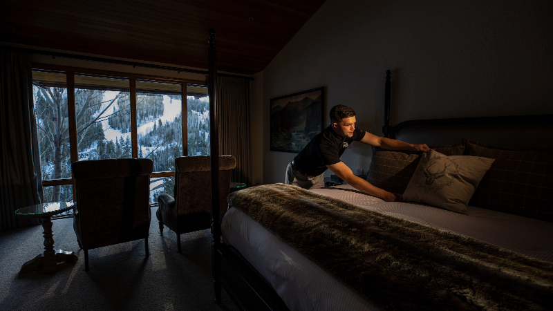 Hotel room interior at a luxury resort