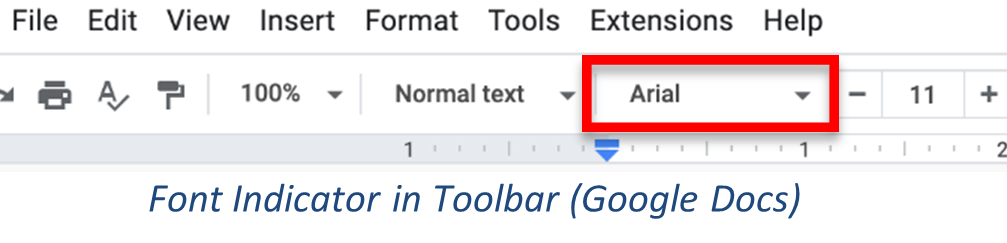 Font Indicator in Toolbar of Google