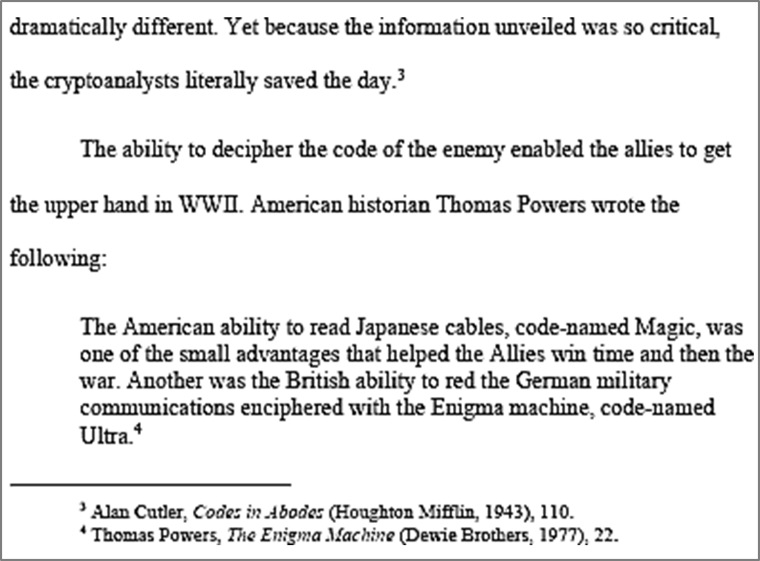 Example of footnotes