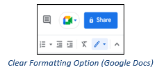 Clear Formatting Option in Google