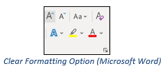 Clear Formatting Option in Microsoft Word