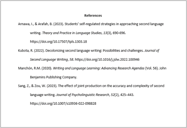 sample APA reference page